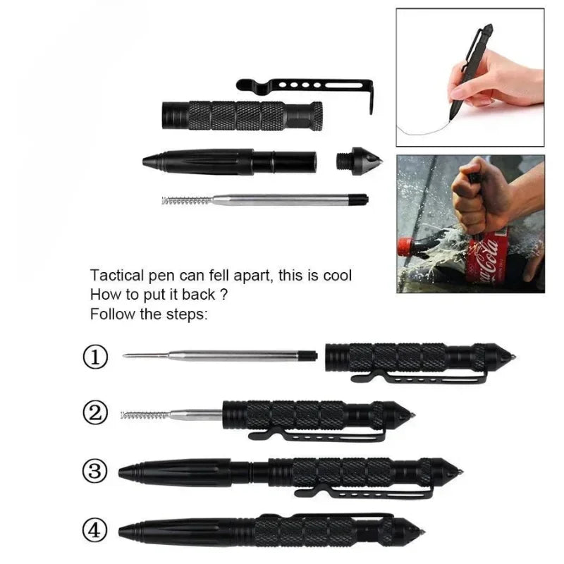 Tactical Pen Self Defense Tool | Glass Breaker and Emergency Survival Writing Pen