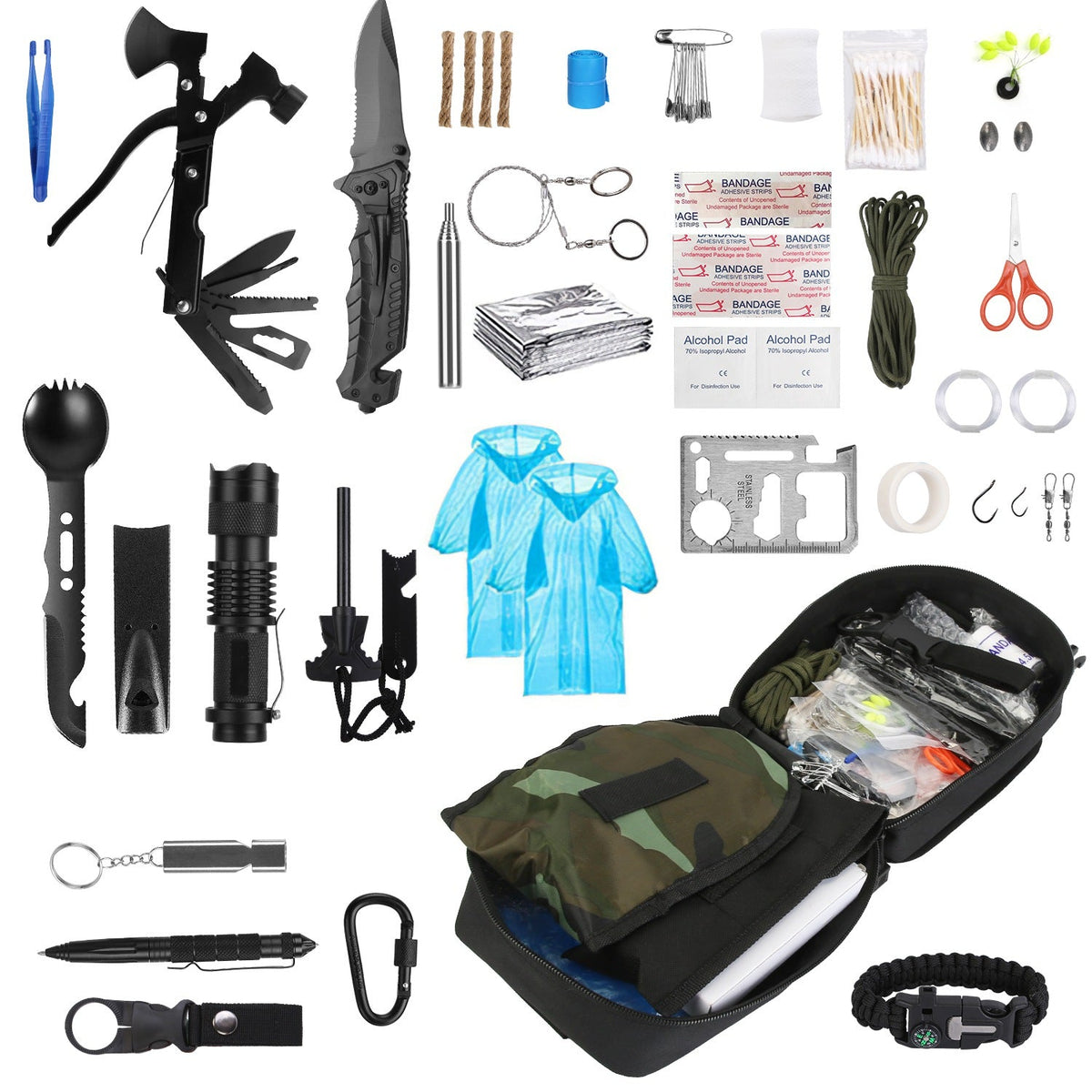 121Pcs Survival Kits Professional Emergency Survival Gear Tactical Fir – SSS Protection Security & Safety Products